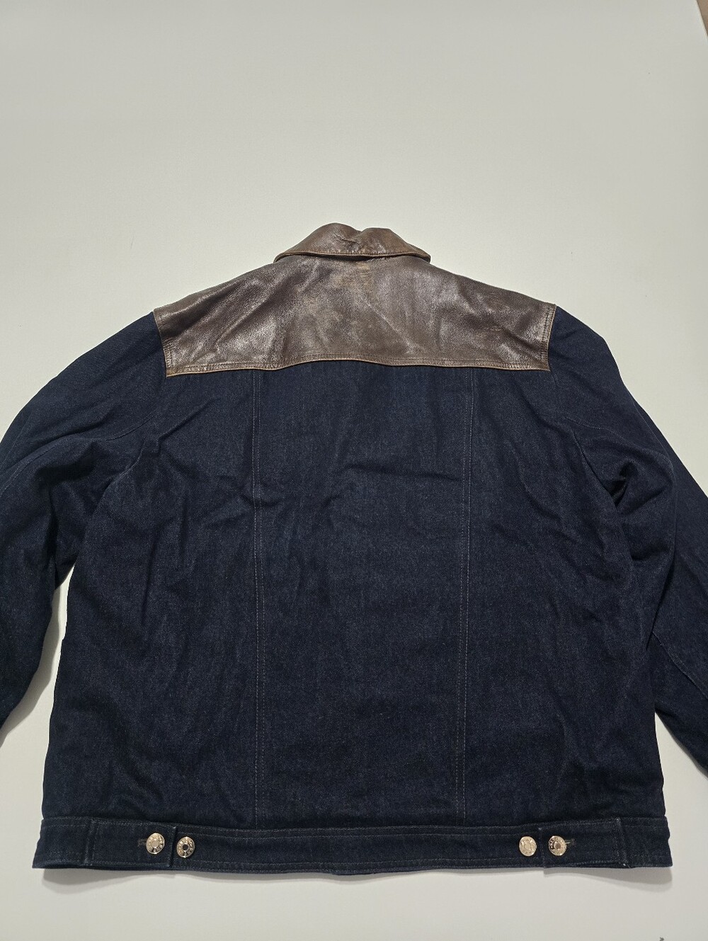 Sandro Raphael Denim Jacket With Leather Detail Long Sleeve Front Button Size L - Picture 15 of 16